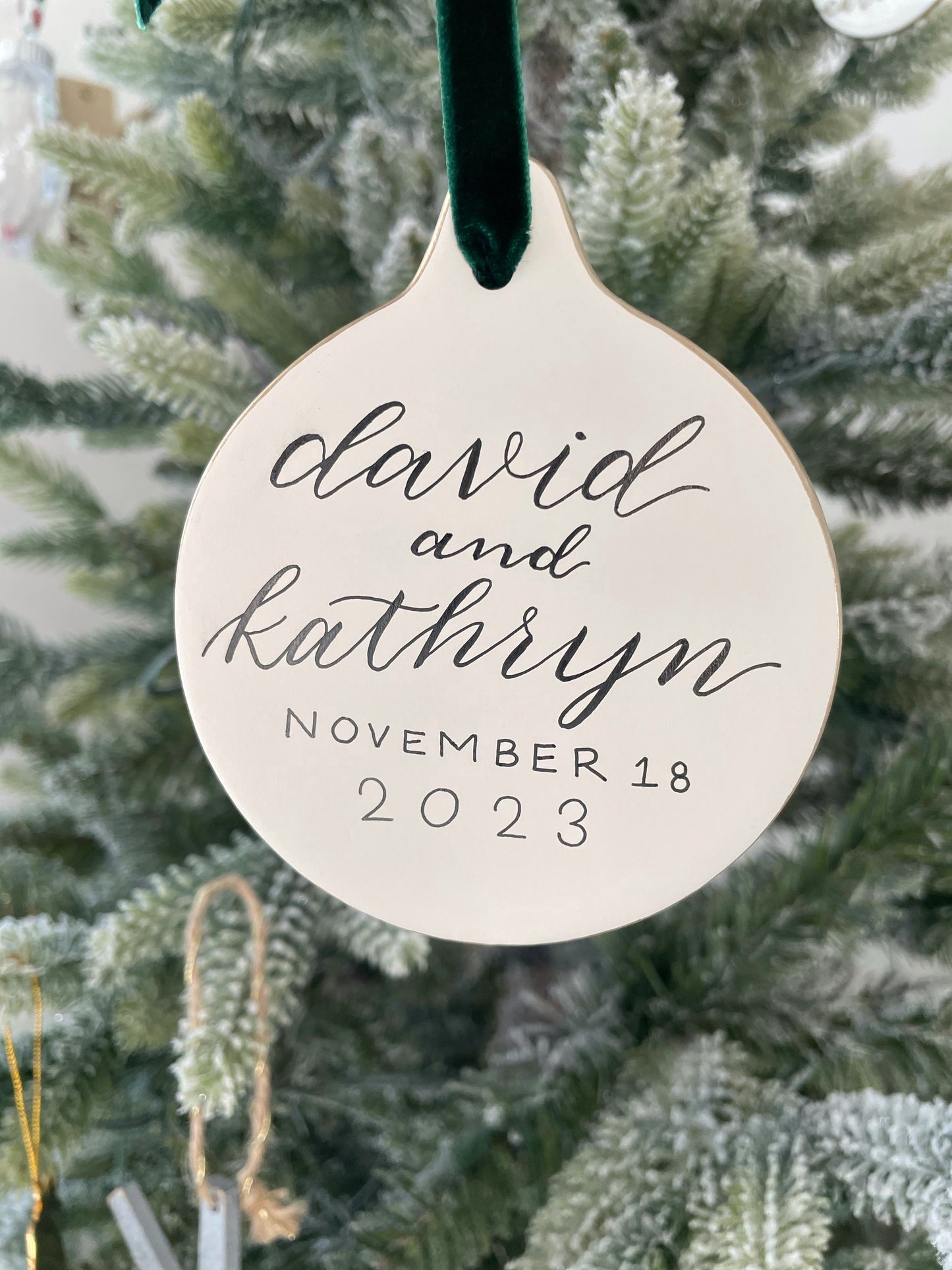 Ceramic Calligraphy Ornament - Double-Sided, Personalized
